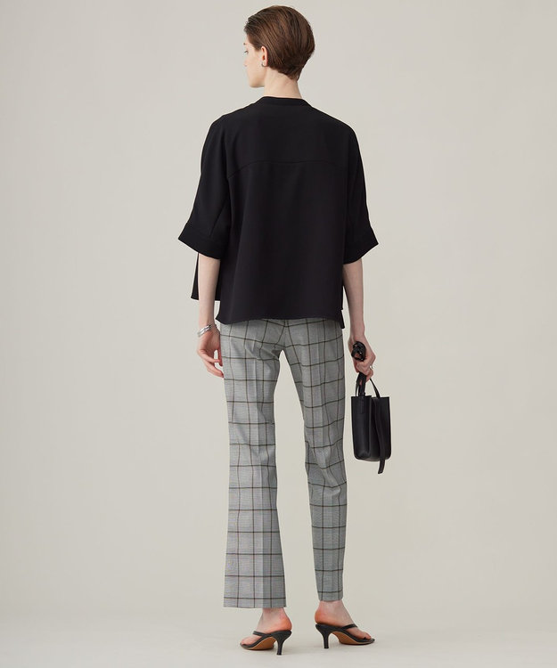 ICB L 【洗える】ライトダブルクロス クロップドシャツ ブラック系