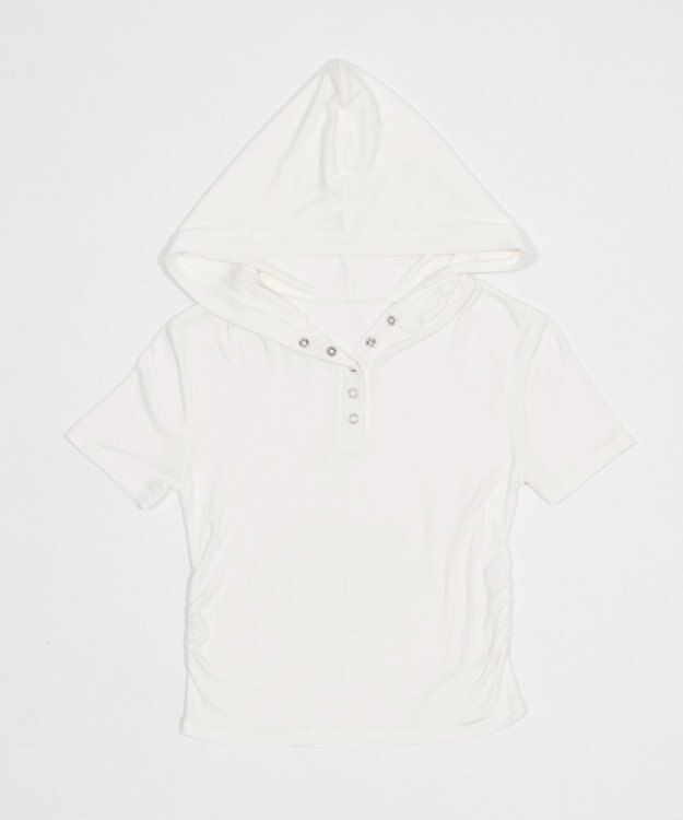 WEGO ヘンリーネックフードT ホワイト