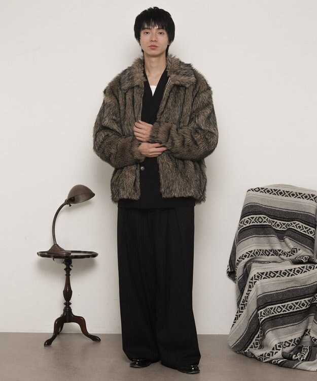 WEGO フェイクファーZIPブルゾン ライトベージュ