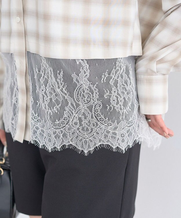 earth music&ecology 適ON レースヘムシャツ Off White