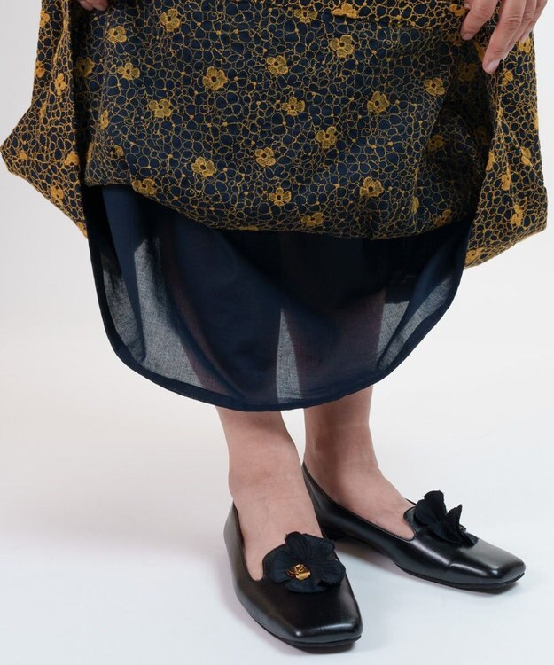 muuc 【手刺繍のような刺繍が美しい】ハイドランジア ドレス ダークネイビー