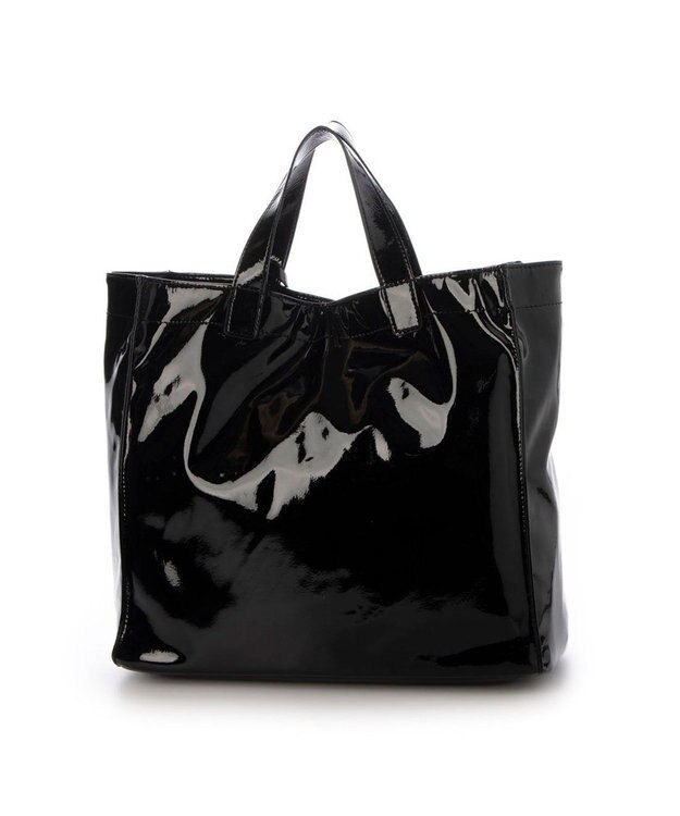 UNBILLION カシュカシュ cachecache / ソフトエナメルスクエア手提げトート ブラック