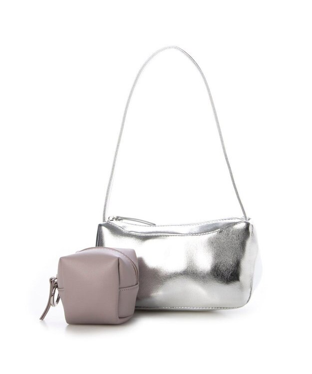 UNBILLION カシュカシュ cachecache / ミニキューブポーチ付きショルダー シルバー