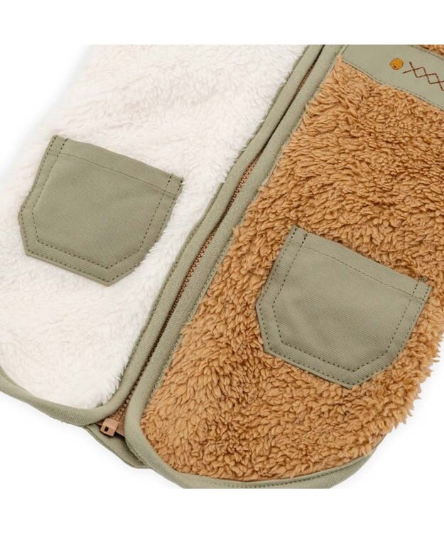 PET PARADISE ペットパラダイス 切替え 背開き ジップアップ ベスト 《ブラウン》 小型犬 ブラウン×ホワイト