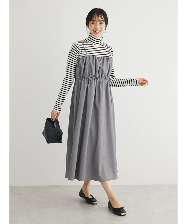 Green Parks ・ＥＬＥＮＣＡＲＥ　ＤＵＥ　ギャザーキャミワンピース Gray