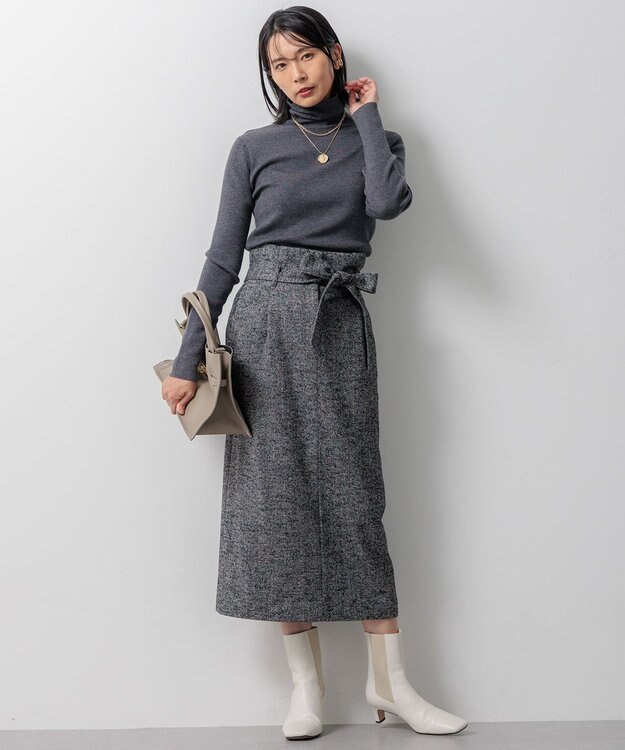 23区 S ヘリンボーンループツイード Iライン スカート ブラック系