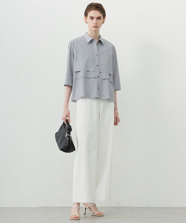 ICB 【接触冷感・UVカット・透け防止・吸水速乾・洗える】 シェルタリングドライオックス ワイドパンツ オフホワイト系