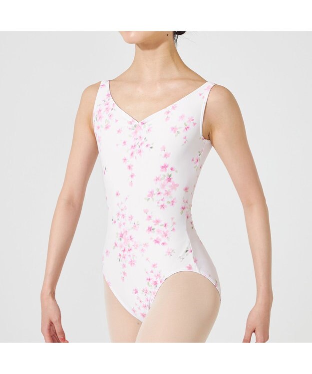 Chacott 【MAY NAGAHISA】ノースリーブレオタード ホワイトプリント