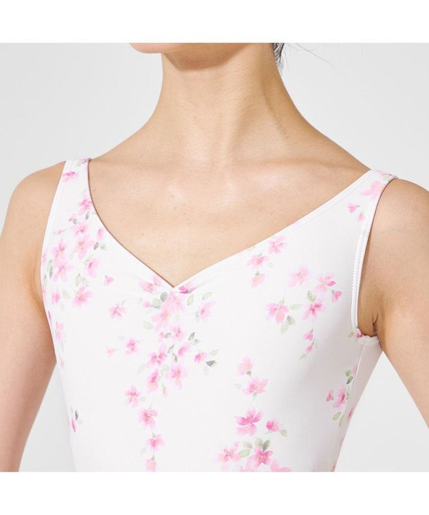 Chacott 【MAY NAGAHISA】ノースリーブレオタード ホワイトプリント