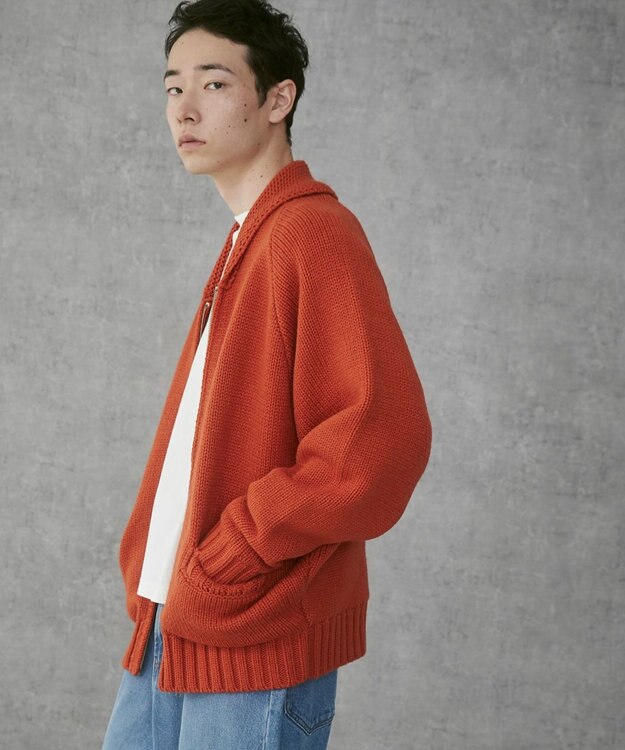 WEGO 【ユニセックス着用ITEM】カウチンニットカーディガン オレンジ
