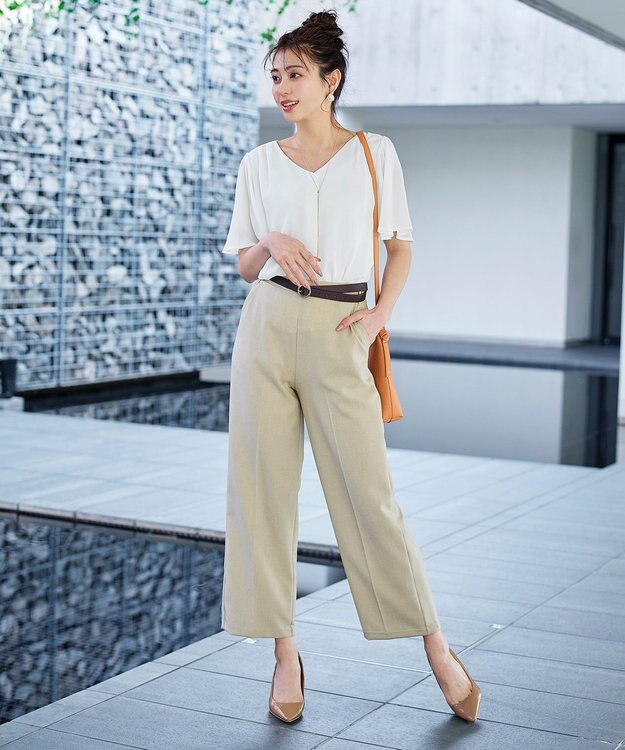 Tiaclasse 【洗える】シフォンフレアスリーブブラウス オフホワイト