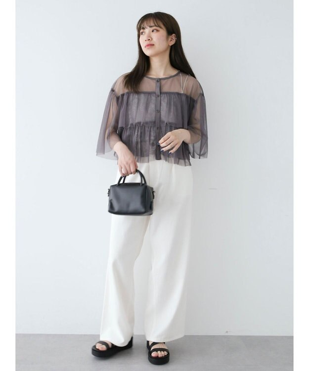 Green Parks ・ＳＵＧＡＲ　ＳＰＯＯＮ　チュールティアードブラウス Charcoal Gray