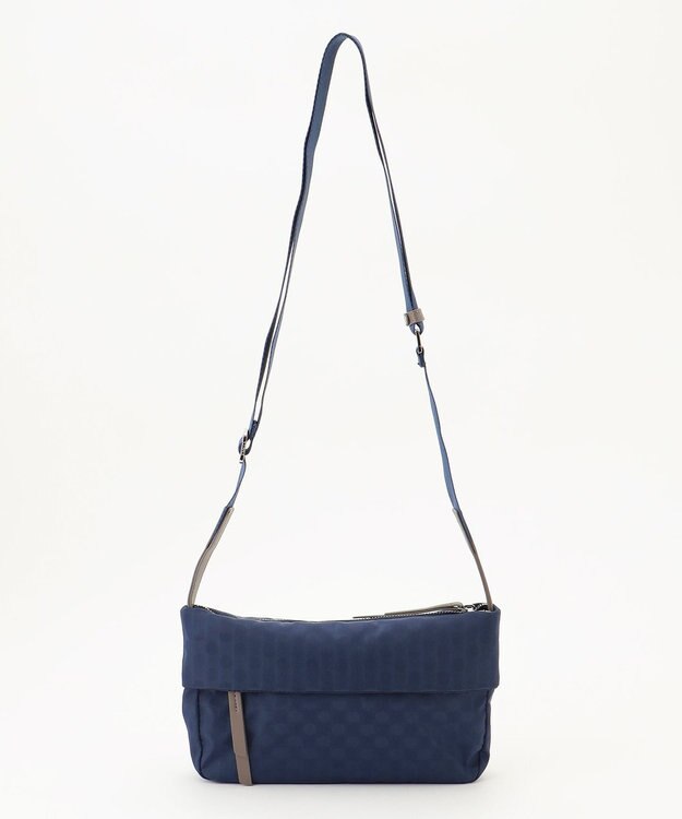 Y'SACCS はっ水ドットジャカード リサイクルレザーコンビ ショルダー ネイビー