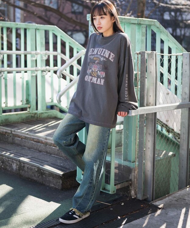 WEGO ピグメントグラフィックロンT 柄1