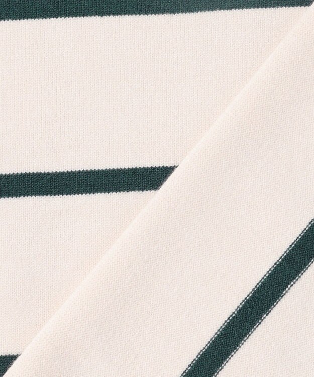 UNFILO MENS 【OCEANS YouTube 掲載/男女兼用】スムースシルキーニット 柄 ボーダー アイボリー×グリーン