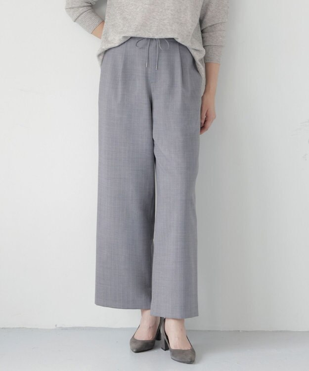 J.PRESS LADIES 【洗える】サイロウォッシャブル2wayストライプ ワイド パンツ グレーストライプ系1