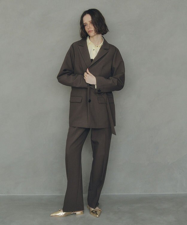 YECCA VECCA 2wayアシメデザインロングジャケット Brown