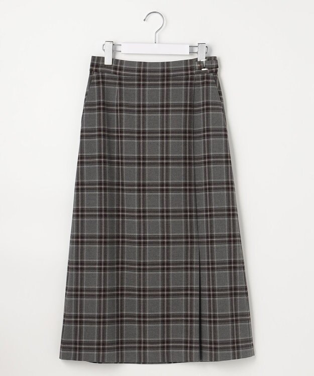 ANY SIS S ビューティサーモ2WAYストレッチチェック スカート グレータータン