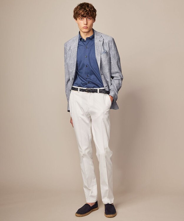 JOSEPH ABBOUD 【快適な着心地/イージーケア】コンパクトジャージースクエアジャガート 半袖 シャツ サックスブルー系7