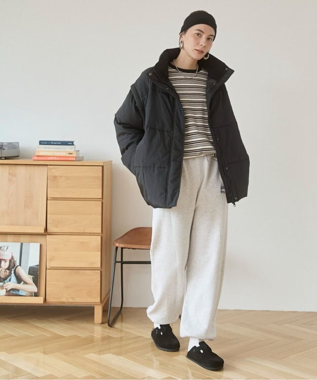 WEGO 【ANGIE VINTAGE】ワンポイント刺繍 裏毛 スウェットパンツ ライトグレー