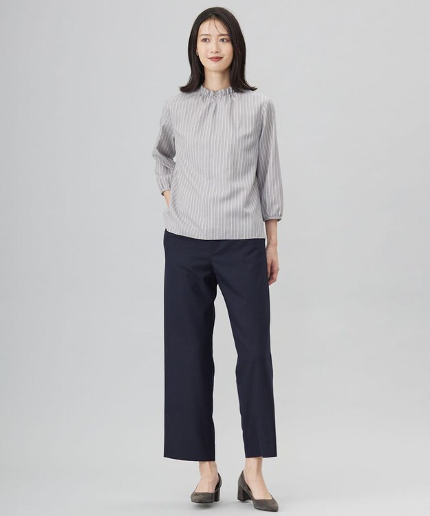 J.PRESS LADIES 【洗える】ANASTASIA milled セミワイド パンツ ネイビー系