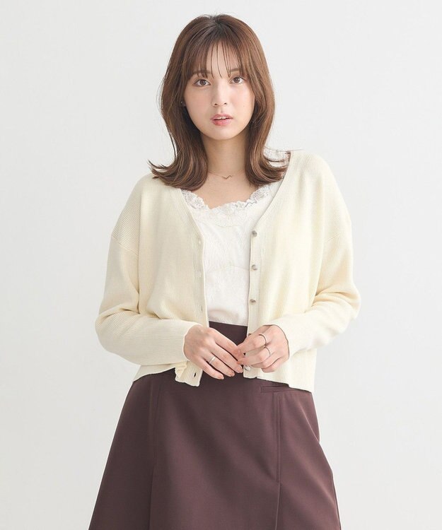 earth music&ecology コンパクトカーディガン Ivory