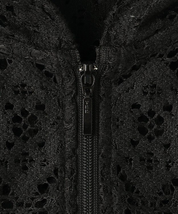 自由区 【WEB限定・1枚で華やぐ・旬スタイル】テクスチャーレーシージップ パーカー ブラック