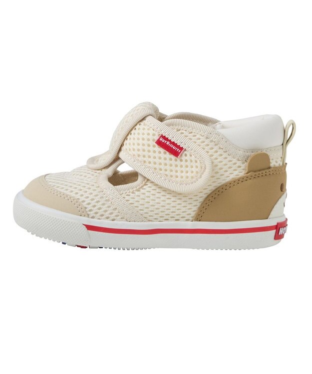 MIKI HOUSE HOT BISCUITS 【14-15cm】かかと顔 メッシュ セカンドベビーシューズ アイボリー