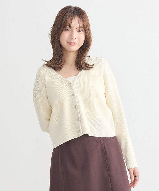 earth music&ecology コンパクトカーディガン Ivory