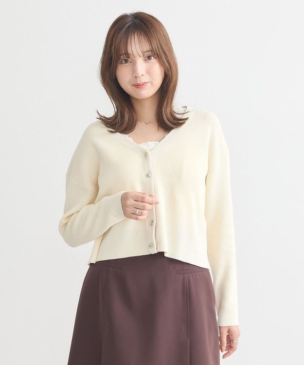 earth music&ecology コンパクトカーディガン Ivory