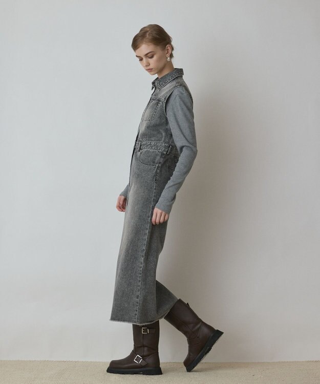 GRACE CONTINENTAL デニムロングジレワンピース ブラック