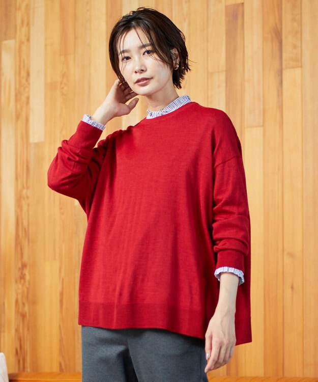 J.PRESS LADIES 【洗える】DRALON MERINO ニット レッド系