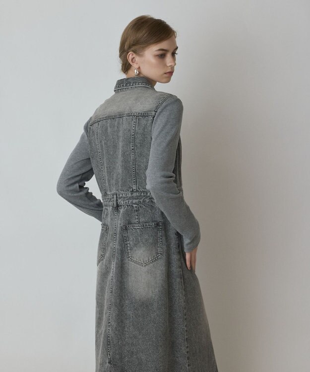 GRACE CONTINENTAL デニムロングジレワンピース ブラック