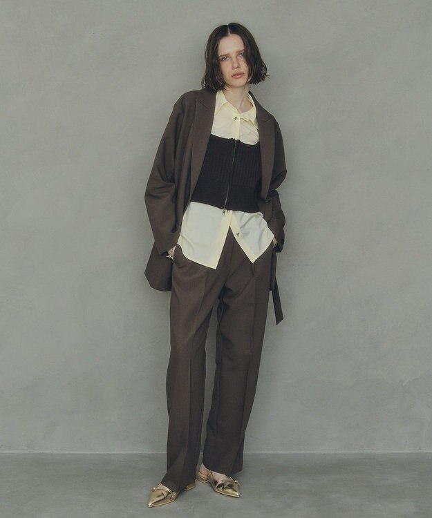 YECCA VECCA 2wayアシメデザインロングジャケット Brown