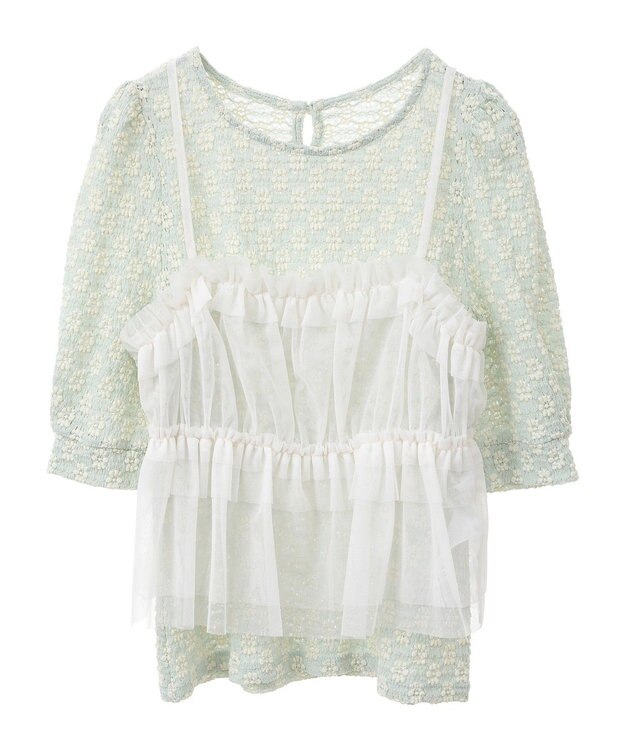 earth music&ecology ＳＥＴ２点フラワープルオーバー＋チュールビスチェ Mint