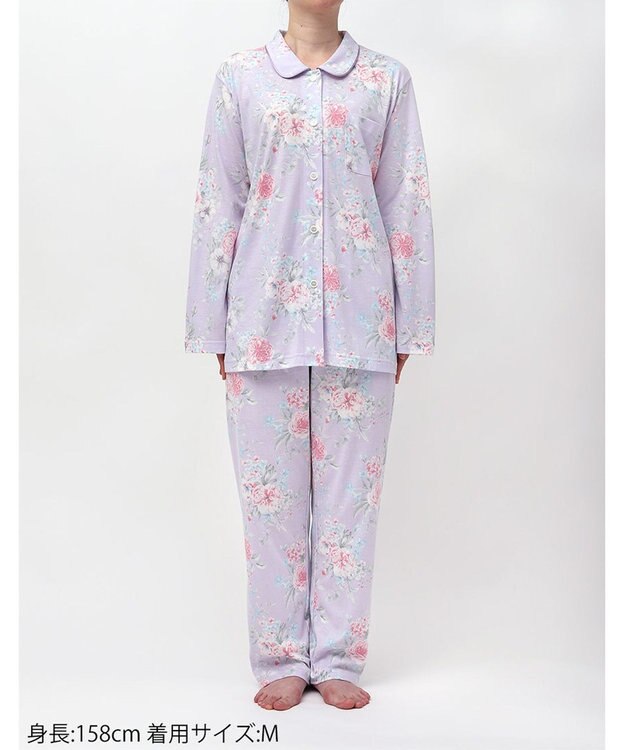 Wing パジャマ 綿100%(本体) 天竺素材 長袖 長ズボン レディース EP8041 ウイング／ワコール パープル