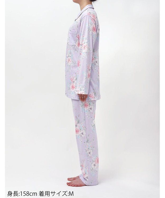 Wing パジャマ 綿100%(本体) 天竺素材 長袖 長ズボン レディース EP8041 ウイング／ワコール パープル