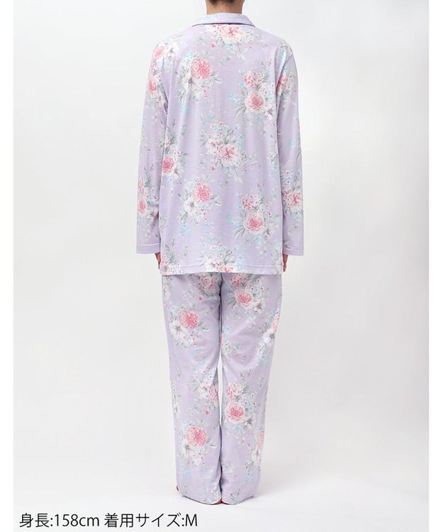Wing パジャマ 綿100%(本体) 天竺素材 長袖 長ズボン レディース EP8041 ウイング／ワコール パープル