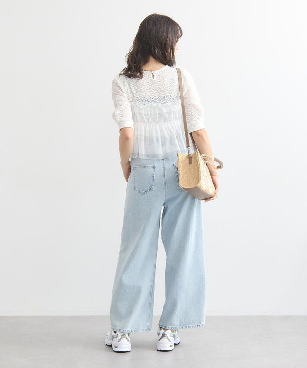 earth music&ecology ＳＥＴ２点フラワープルオーバー＋チュールビスチェ Off White