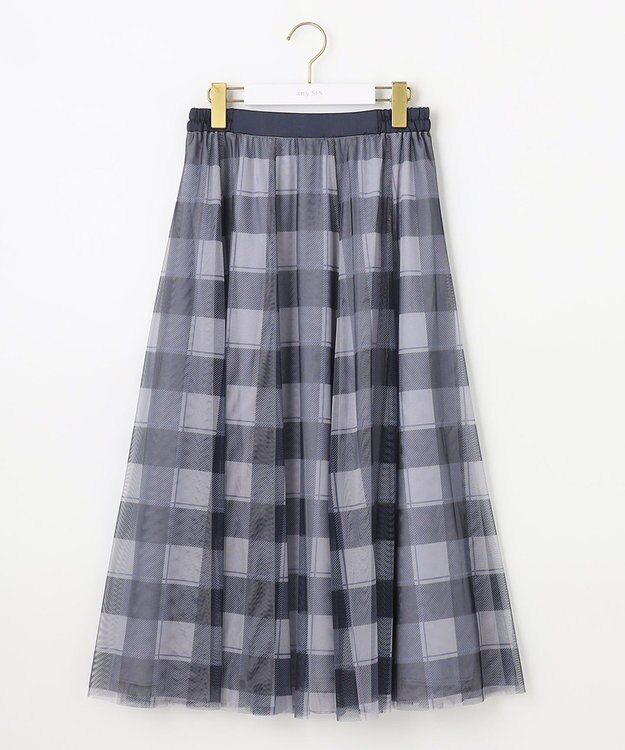 ANY SIS 【美人百花7月号掲載】2WAYチェックチュールリバーシブル スカート ラベンダー系