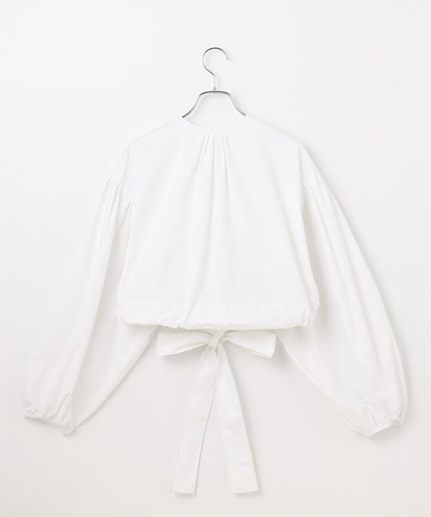 #Newans ウエストリボンショートブラウス ホワイト