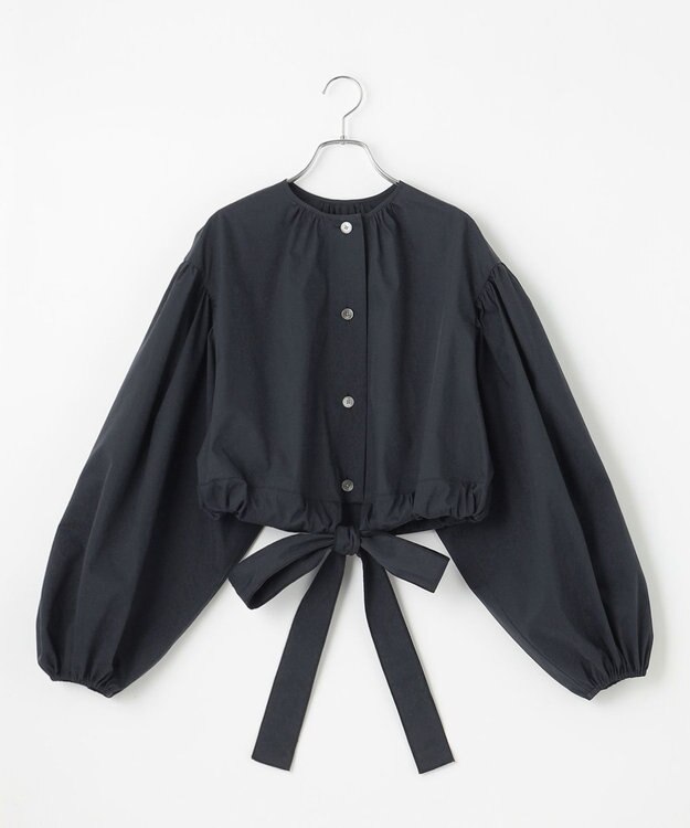 #Newans ウエストリボンショートブラウス ブラック