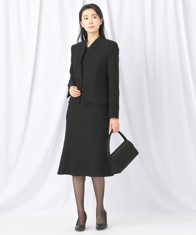 自由区 FORMAL 【前開きワンピース】ネルファータリンググログラン ジャケット+ワンピース ブラック系