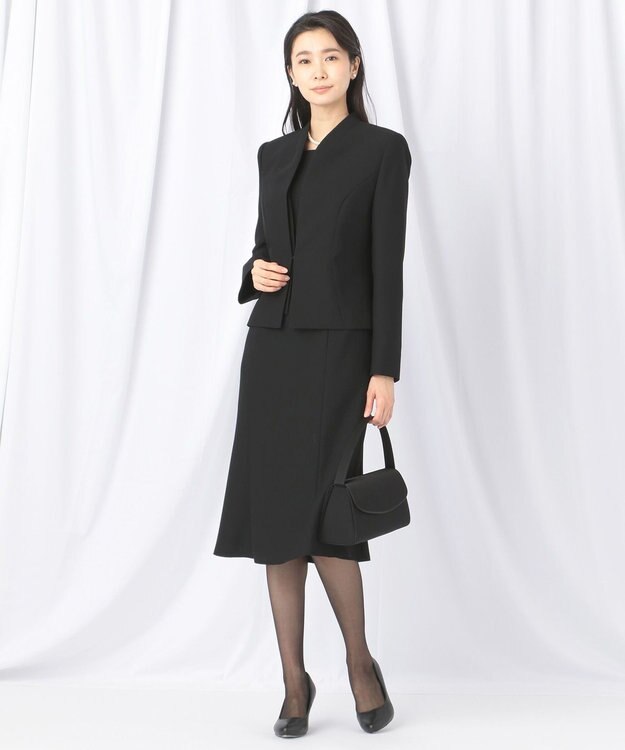 自由区 FORMAL 【前開きワンピース】ネルファータリンググログラン ジャケット+ワンピース ブラック系