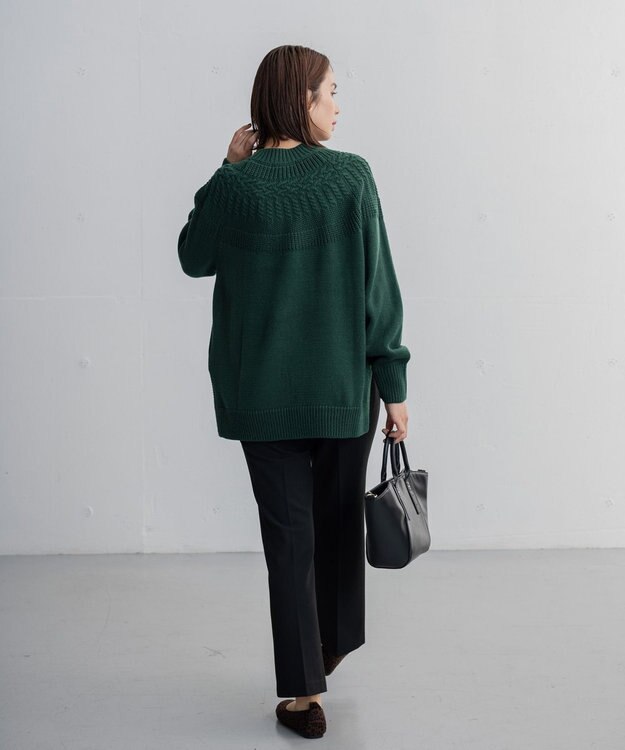 ANY 【洗える】ソフトタッチ求心ニット グリーン