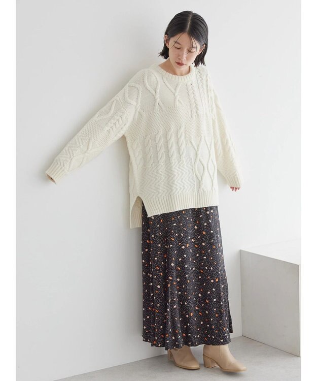 AMERICAN HOLIC マーメードロングスカート Flower Black