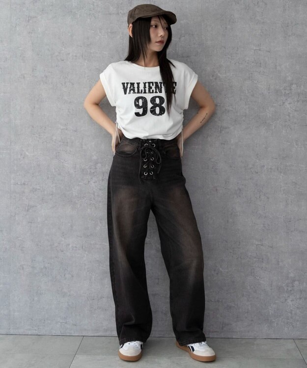 WEGO レースアップデニムパンツ ブラック