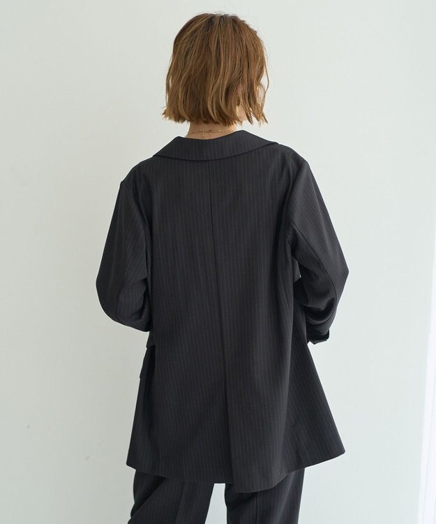 YECCA VECCA 2wayアシメデザインロングジャケット Stripe