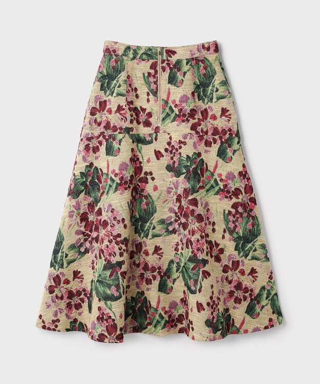 GRACE CONTINENTAL フラワージャガードフレアスカート ベージュ