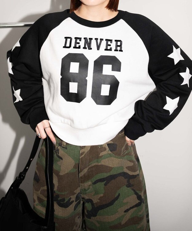 WEGO スターナンバリングラグランスウェット ブラック